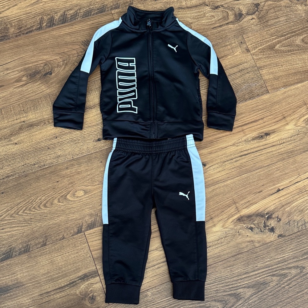 Puma toddler black track suit, jacket and pants, size 18 months